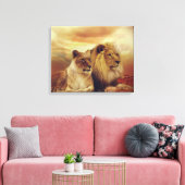 Afrikanische Löwen und Löwen Leinwanddruck (Insitu (Wohnzimmer))