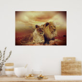 Afrikanische Löwen und Löwen Poster (Küche)