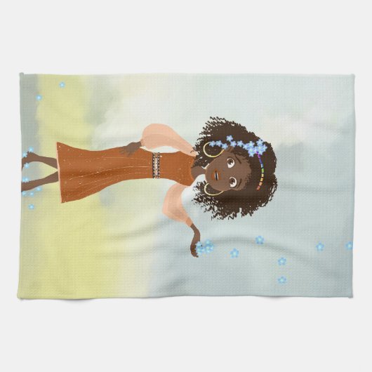 Afrikanische Mädchen Amerikaner MoJo Geschirrtuch (Horizontal)