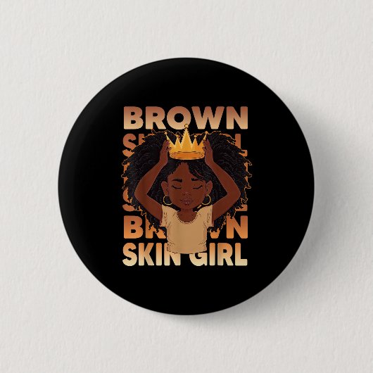 afrikanische Mädchen braune Haut Mädchen schwarzes Button (Vorderseite)
