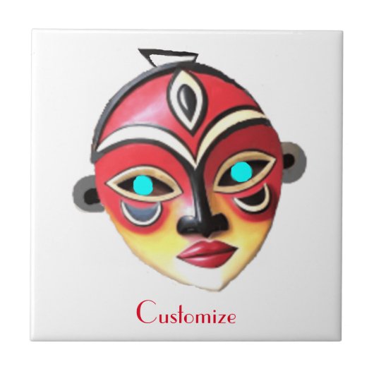 Afrikanische Mädchen-Gesichtsmaske Thunder_Cove  Fliese (Vorderseite)