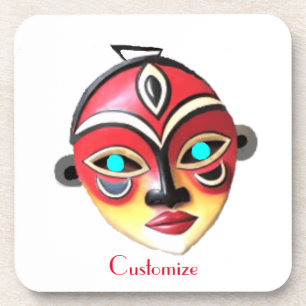 Afrikanische Mädchen-Gesichtsmaske Thunder_Cove Getränkeuntersetzer