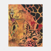 Afrikanische Mädchen und Giraffe Fleece Blanket Fr (Vorderseite)