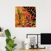 Afrikanische Mädchen und Giraffe Friends Poster Ma (Heimbüro)