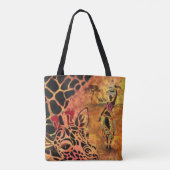 Afrikanische Mädchen und Giraffe Tote Bag Tasche (Rückseite)