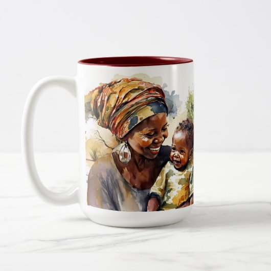 Afrikanische Mama und Baby-Tasse Zweifarbige Tasse