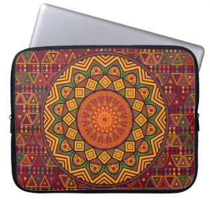 Afrikanische Mandala, polynesische Rundkonstruktio Laptopschutzhülle
