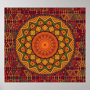 Afrikanische Mandala, polynesische Rundkonstruktio Poster