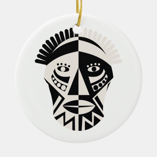 Afrikanische Mask Primitive Folk Art Keramik Ornament (Vorne)