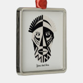 Afrikanische Mask Primitive Folk Art Silbernes Ornament (Rechts)