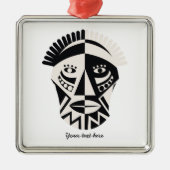 Afrikanische Mask Primitive Folk Art Silbernes Ornament (Vorne)