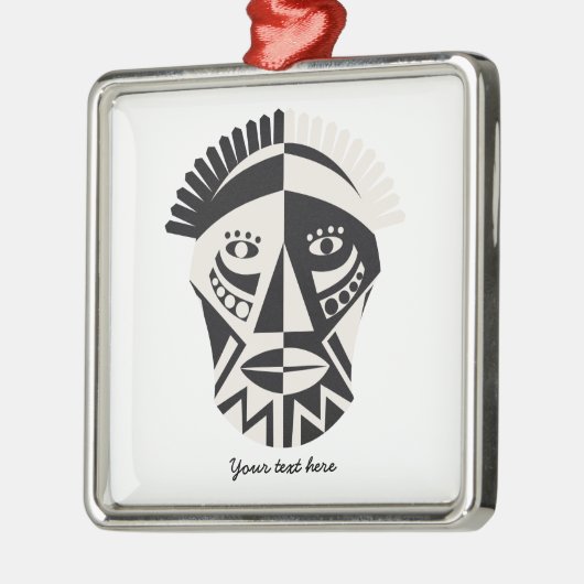 Afrikanische Mask Primitive Folk Art Silbernes Ornament (Links)