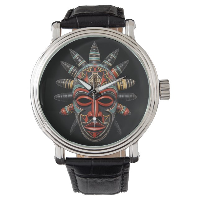 Afrikanische Maske Armbanduhr (Vorderseite)