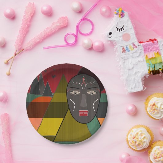 Afrikanische Maske Pappteller (Party)