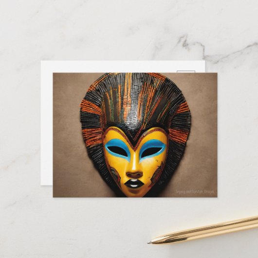 Afrikanische Maske Postkarte (Vorderseite/Rückseite Beispiel)