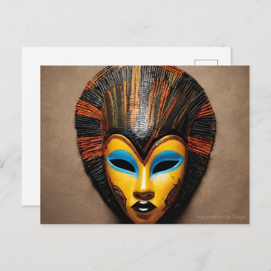 Afrikanische Maske Postkarte (Vorne/Hinten)