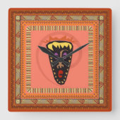 Afrikanische Maske Quadratische Wanduhr (Vorderseite)