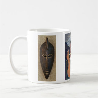 Afrikanische Maske u. afrikanisches inspiriertes Kaffeetasse