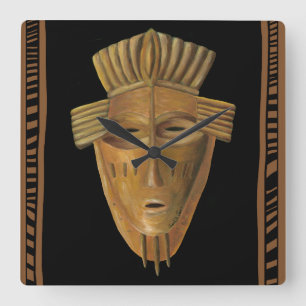 Afrikanische Masken-Malerei von Chariklia Zarris Quadratische Wanduhr