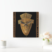 Afrikanische Maskenmalerei von Chariklia Zarris Quadratische Wanduhr (Zuhause)