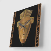 Afrikanische Maskenmalerei von Chariklia Zarris Quadratische Wanduhr (Winkel)