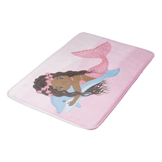 Afrikanische Meerjungfrau mit Dolphin Bath Mat Badematte (Schrägansicht)