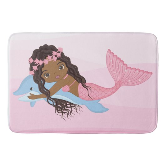 Afrikanische Meerjungfrau mit Dolphin Bath Mat Badematte (Vorderseite)