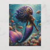 Afrikanische Meerjungfrau mit Lila Haar Postkarte (Vorderseite)