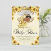 Afrikanische Meerjungfrau Sonnenblume Kinderdusche Einladung (Stehend Vorderseite)