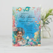Afrikanische Mermaid Baby Dusche Einladung (Stehend Vorderseite)