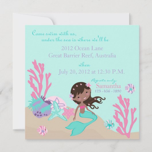 Afrikanische Mermaid Erstgeburtstag Einladung (Rückseite)