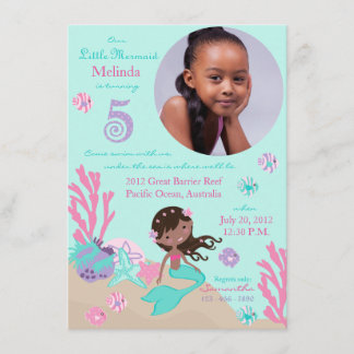 Afrikanische Mermaid Fünfte Geburtstagseinladung Einladung