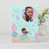 Afrikanische Mermaid Fünfter Geburtstag Einladung (Stehend Vorderseite)