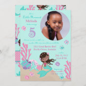 Afrikanische Mermaid Fünfter Geburtstag Einladung (Vorne/Hinten)