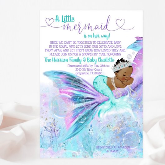 Afrikanische Mermaid Mail Baby Dusche Einladung