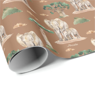 Afrikanische Mommy and Baby Elephant Muster Geschenkpapier
