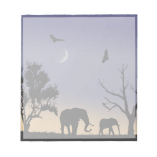 Afrikanische Morgendämmerung - Elefanten Notizblock