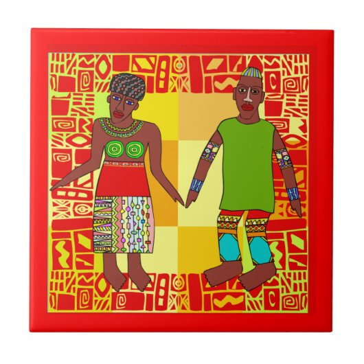 Afrikanische Motiv-Keramik-Fliesen Fliese (Vorderseite)