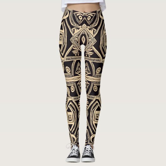 Afrikanische Mud Cloth Pattern Leggings (Vorderseite)