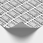 Afrikanische Mud Tuch MC3 Schwarz auf Weiß Geschenkpapier (Ecke)