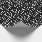 Afrikanische Mud Tuch MC3 Weiß auf Schwarz Geschenkpapier (Ecke)