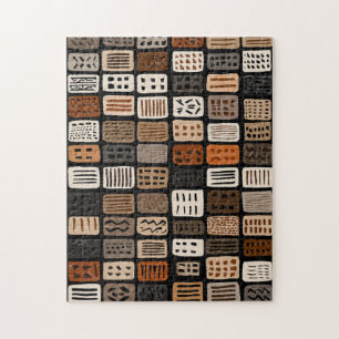 Afrikanische Mudcloth-Textildesigns in einem Raste Puzzle