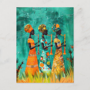 Afrikanische Musiker in traditioneller Kleidung Postkarte