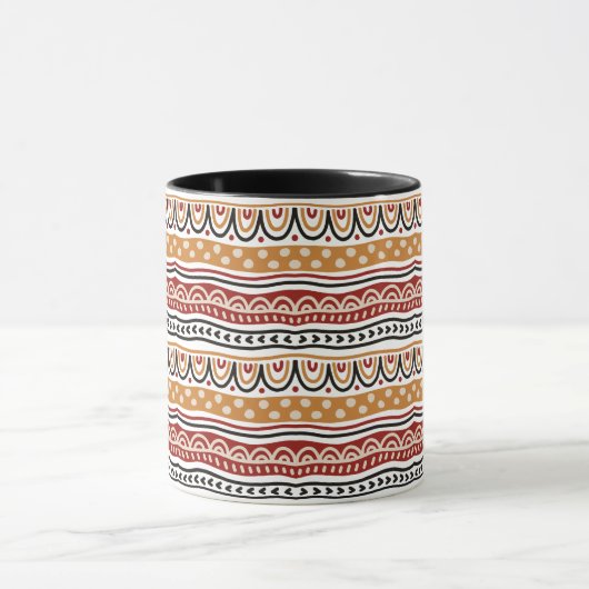 Afrikanische Muster Rot und Gold Waves Tasse (Zentrum)