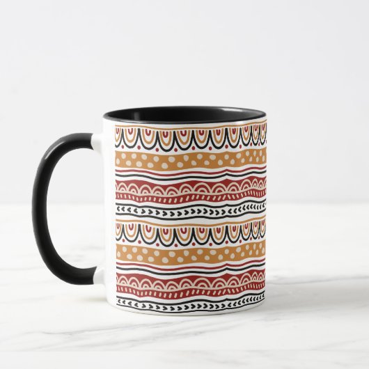Afrikanische Muster Rot und Gold Waves Tasse (Links)