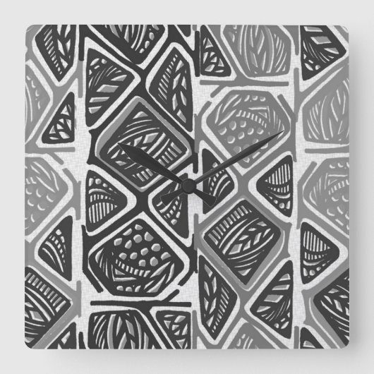Afrikanische Muster-Wanduhr Quadratische Wanduhr (Vorderseite)