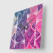 Afrikanische Muster-Wanduhr Quadratische Wanduhr (Winkel)