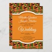 Afrikanische Orange Classic Kente Cloth Wedding Einladung (Vorne/Hinten)