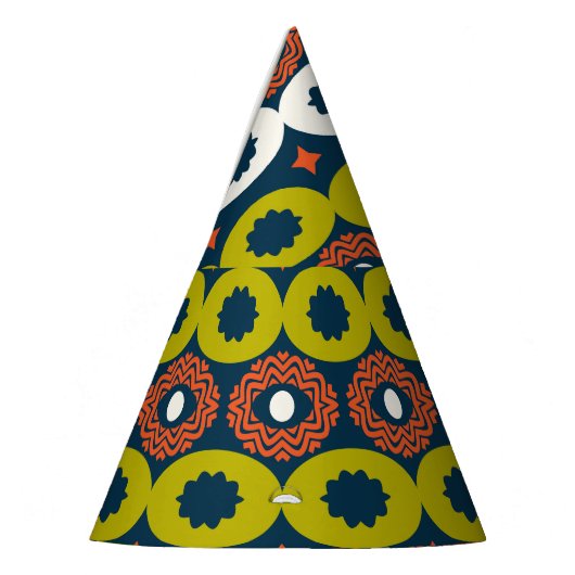 Afrikanische Ovalformen: farbenfroh, nahtlos. Partyhütchen (Links)