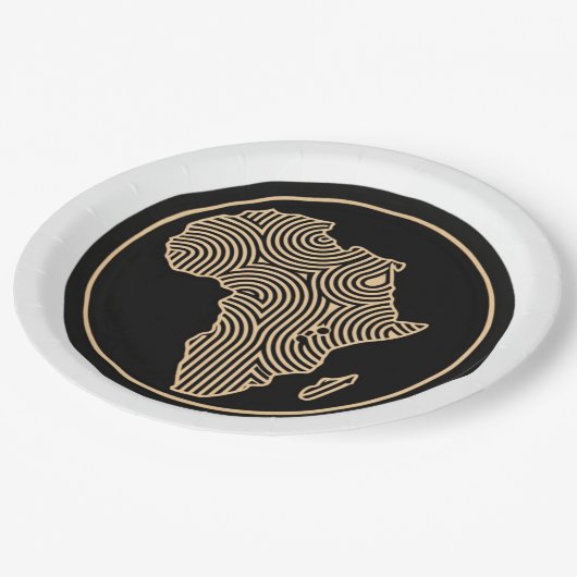 Afrikanische Papierplatte Pappteller (Schrägansicht)